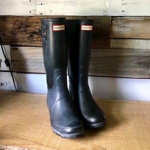 Matte Black Tall Hunter Boots Size 8